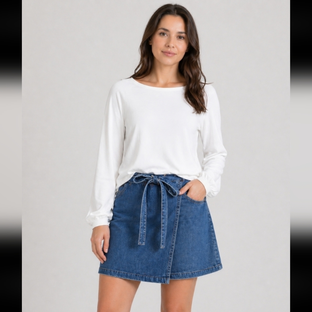 GAP Jean Wrap Belted Skirt No Pockets 2